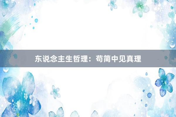 东说念主生哲理:苟简中见真理